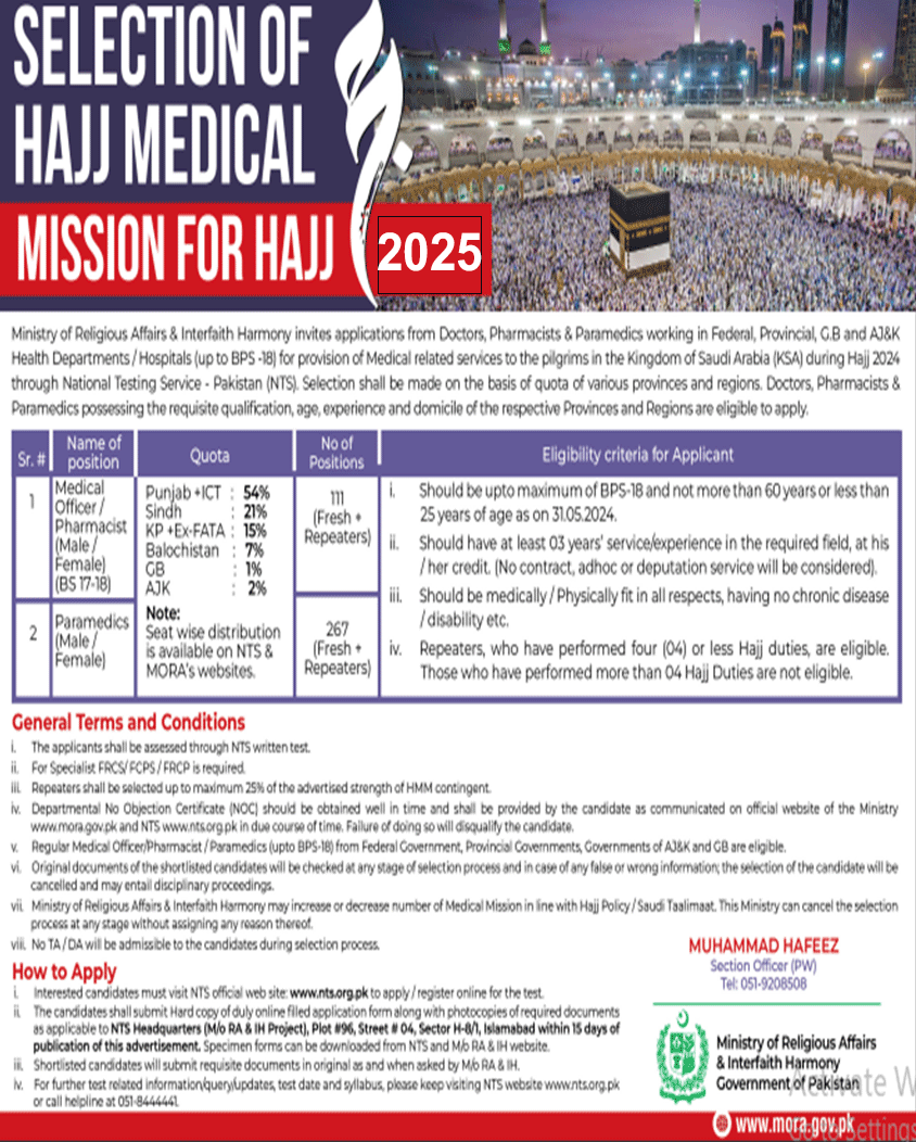 NTS Moavineen Hajj Jobs Advertisement 